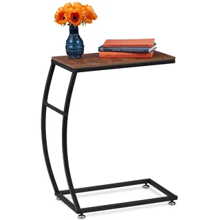 Relaxdays Beistelltisch C-Form Braun 58,5 x 47,5 x 25 cm