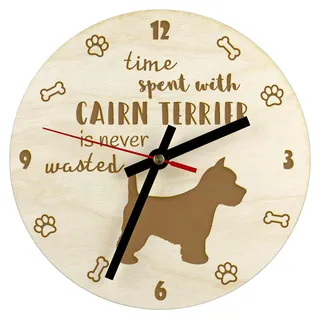 Cairn Terrier - Uhr mit Hund, Holzuhr mit Gravur, personalisierte Uhr von Art-Dog