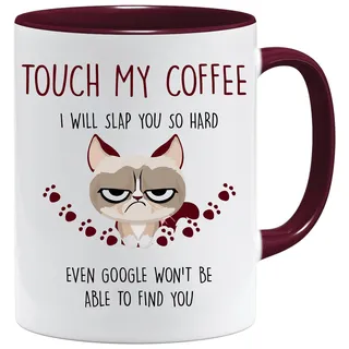 Tasse mit Katzenmotiv | Touch My Coffee | Geschenke für Mama | Geburtstagsgeschenke für Frauen | Kaffeekatze Tasse | unhöfliche sarkastische Tassen | Katzentassen für Frauen Männer | Geschenke für