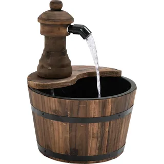 Kaskadierender Holz-Gartenbrunnen - Wasserspiel - Elektrische Pumpe - Für außen - Braun