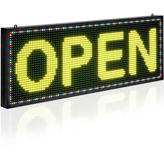 Vevor programmierbare LED Zeichen P10 Vollfarbe flexibles digitales Scrolling Panel, DIY Anzeigetafel mit benutzerdefiniertem Textmuster und GIF & Bluetooth App Steuerung LED Laufschrift (99 x 35 cm)