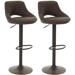 Mendler 2er-Set Barhocker HWC-N64, Barstuhl Tresenhocker, Fußablage drehbar, Kunstleder Metall ~ braun