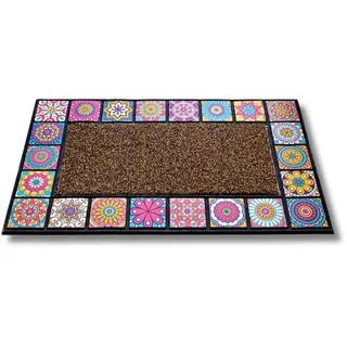 3 Pagen® Fußmatte außen & innen Mehrfarbig mit Muster, Hochwertige Bunte Türmatte, Eingangsmatte pflegeleicht & wetterfest, rutschfeste Sauberlaufmatte, Schmutzfangmatte Mehrfarbig, 45 x 75 cm