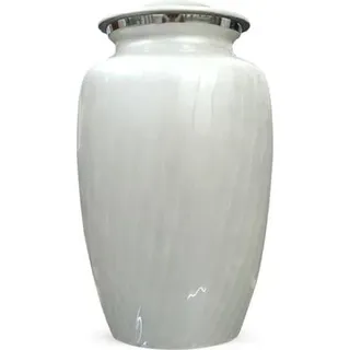 XXL Urne für Asche - 3,5 Liter - Metall Urne für Menschen und Haustiere - Weiße Dekorationsurne - Hochwertige Qualität