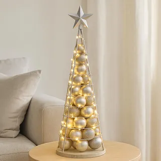Deko-Baum HWC-O91, Weihnachtsbaum Schmuckbaum Weihnachtsdeko Christbaum zum Beschmücken, Metall 90cm  silberfarben - Silber