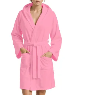 Petti, Artigiani Italiani Bademantel aus 100% Mikrofaser, Unisex mit Kapuze, Taschen und Gürtel; ideal für den Transport im Koffer, für Zuhause, und vor allem für den Gebrauch in der Fitnesshalle M (Medium) Rosa