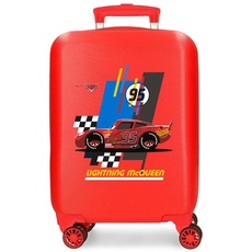Joumma Disney Cars Lightning McQueen Kabinenkoffer, Rot, 33 x 50 x 20 cm, starr, ABS, seitlicher Kombinationsverschluss, 28,4 l, 2 kg, 4 Doppelräder, Gepäck, Hand, rot, Kabinenkoffer