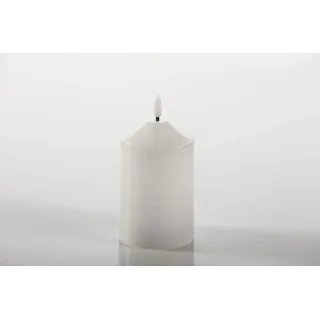 3D LED Kerzenstumpen Echtwachs Vela mittel 7,5 x 14,5 cm Weiß