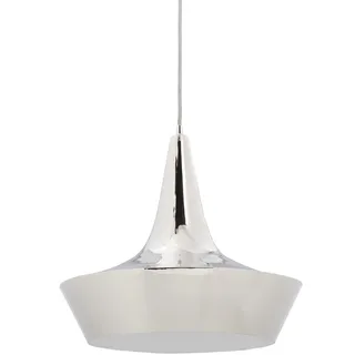 Relaxdays Hängelampe silber im 70er Jahre Look, Nickel Pendelleuchte einflammig, Disco Deckenlichthalter mit 40 cm D