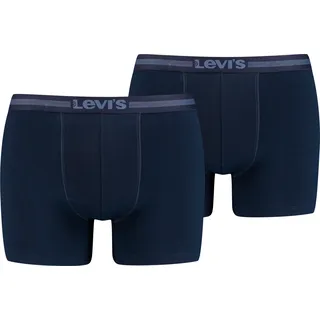 Boxershorts LEVI'S "LEVIS MEN TENCEL BOXER BRIEF 2P", Herren, Gr. XL, 2 Stk., blau (navy), Obermaterial: 95% Lyocell, 5% Elasthan, körpernah, Unterhosen Boxershorts, mit breitem Logobund