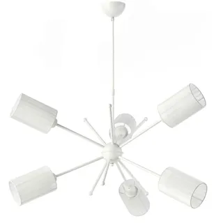 Kronleuchter , Weiß Hochglanz , Metall, Textil , rund , 80x90x80 cm , Eec , ohne Chemie , Lampen & Leuchten, Leuchtenserien