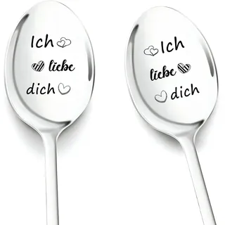 Geschenke für Freundin zum Geburtstag 2 Stück Kaffeelöffel mit Gravur - Ich Liebe Dich Liebeslöffel Kleine Geschenk für Frauen Männer Paare zum Valentinstag Jahrestag Liebesgeschenke für Sie Ihn