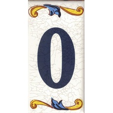 Hausnummer. Haus nummernschilder. House number. Schilder mit Zahlen und Nummern auf Keramikkachel. Schilder mit Namen, Adressen und Wegweisern. (Nummer Null "0")