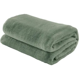 Erwin Müller Teddy-Fleece-Wohndecke Salerno, Fleece-Decke, Kuscheldecke Pistazie Größe 130x170 cm - flauschig weich, pflegeleicht