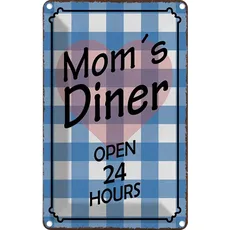 Blechschild 20x30 cm Mom ́s Diner open 24 hours Herz