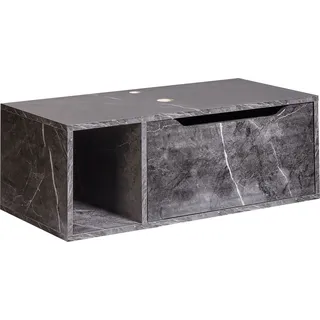 BELIANI Hänge Waschbeckenunterschrank Schwarz MDP-Platte 80x40 cm Marmor Optik mit Klappe Regal Bad-Unterschrank für Aufsatzwaschbecken Wandmontage - Schwarz
