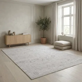 Sehrazat Teppich "Vintage 3580, auch als Läufer" rechteckig 5 mm Höhe waschbare Vintage Teppiche, Kurzflor, grau