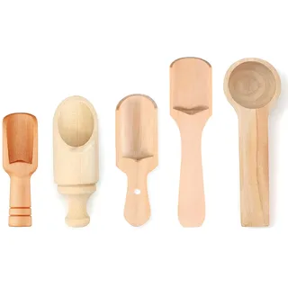 HAOBIN 5 Stück Mini Holzlöffel - Schaufel für Badesalz, Küche, Tee, Gewürze - Kleine Holzschaufeln und Küchenutensilien für Kaffee