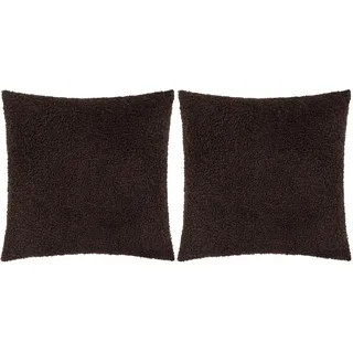 furn. Yard Cabu Kissenbezug – Weicher, grober, strukturierter skandinavischer Bouclé-Bezug (Schokolade – 45x45cm) (Packung mit 2)