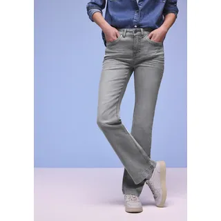 Bootcut-Jeans STREET ONE "Style Blaire", Damen, Gr. 27, Länge 32, light grau washed, Denim/Jeans, Obermaterial: 63% Baumwolle, 25% Polyester, 10% Viskose, 2% Elasthan, unifarben, slim fit lang, Jeans Bootcut-Jeans, 5-Pocket-Style, mit Viskose und Stretch
