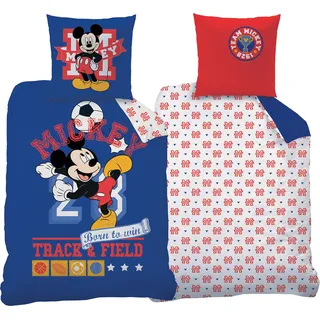 Mickey Mouse Fußball Bettwäsche Linon / Renforcé - Blau