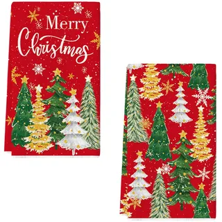 YUNHENTONG Geschirrtücher Weihnachten 2 Stück Gästehandtücher Weihnachten 43 x 66 cm Geschirrtuch Weihnachtstag für Küche, Bar Dekorationen, Christmas Dekoration