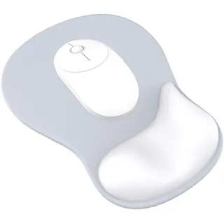 Giecy Mauspad mit Gelkissen,Ergonomisches Mousepad mit handauflage mit weichem Gelpolster,rutschfester Basis und erhöhtem Design(Silbergrau)