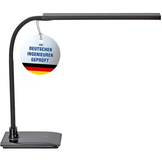 MAUL LED-Tischleuchte MAULpirro, dimmbar – Büro Arbeitsplatzleuchte mit 4-Stufen-Dimmer – Schreibtischlampe mit 3000K Farbtemperatur – schwarz