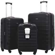 Wrangler Smart Gepäckset mit Getränkehalter und USB-Anschluss, schwarz, 3 Piece Set, Smart Gepäck-Set mit Getränkehalter und USB-Port