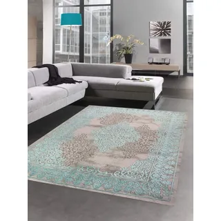CARPETIA Teppich Wohnzimmerteppich Ornamente Vintage türkis grau Größe 200 x 290 cm