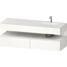 Duravit Qatego Einbauwaschtisch mit Konsolenwaschtischunterbau, 1600x550x600mm, Nische Weiß Supermatt, Becken rechts, QA4796084, Farbe: Weiß Hochglanz