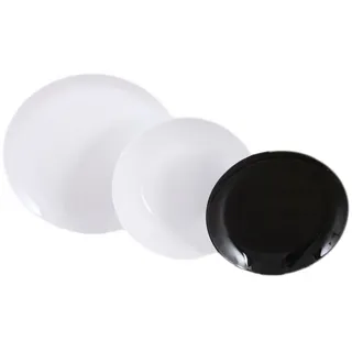AMBITION Tafelservice für 6 Personen Valencia 18 tlg. Glas Tellerset 6 Personen Geschirr Essservice weiß schwarz