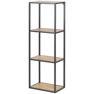 Selsey KRAPINA - Standregal/Bücherregal mit 4 Ebenen - Schwarz/Eiche - Industrial-Style - 108 cm hoch