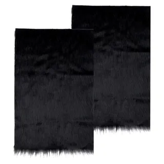 2 Stück Kunstfell Teppich - Schaffell-Optik Meterware, Zur Dekoration Ihres Zuhauses oder Für Wärme im Winter als Teppich, Sofakissen und Decken (60*40 cm, Schwarz)