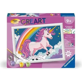 Malen nach Zahlen Set, CreArt Kids Einhorn Neon, 18x24cm, Ab 7 Jahren, Ravensburger 25904