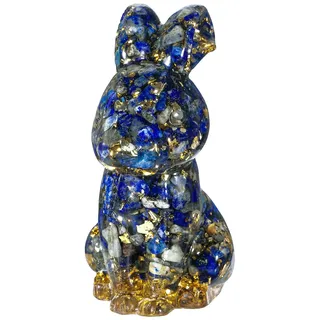 Nupuyai Lapislazuli Stein Hase Figur Edelstein Kaninchen Kristall Deko | 7 cm Hase Trommelstein Harz Figur, Osterhase, Kaninchen Glücksbringer, Tierfigur Deko für Büro Haus Garten