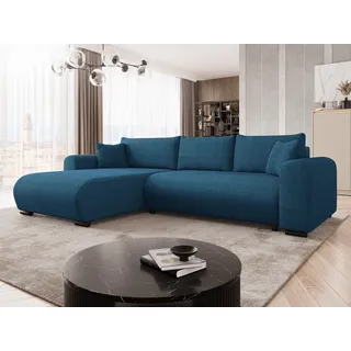 Mirjan24 Eckcouch Cord mit Schlaffunktion 2-Sitzer Blau