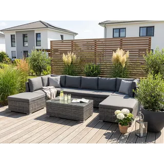 Gartenlounge-Set KONIFERA "New York", grau, Polyrattan, Sitzmöbel-Sets, Gartenlounge-Set, Tisch 110x65 cm, Aluminium,Polyrattan,individuell stellbar,10 Personen