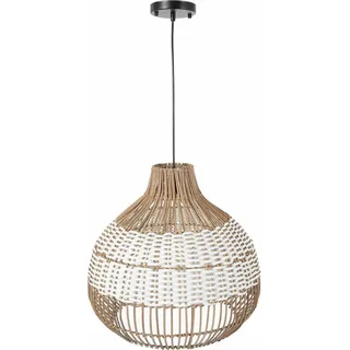 VIVANNO Hängelampe Rattan MEZZORA Rund, Natur geflochten - 25x40 cm - Beige