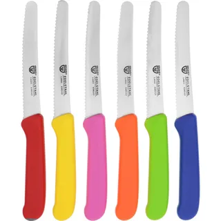 GRÄWE Brötchenmesser 6er Set, Frühstücksmesser mit Wellenschliff, Bunt | Frühstücksmesser für Brötchen, Brot, Baguette und Tomaten, mit Edelstahlklinge und ergonomischem PP-Griff