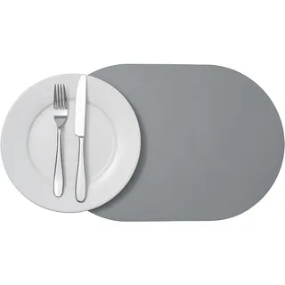 Ovale graue Vinyl-Tischsets – geprägt, 40,6 x 30,5 cm – Box mit 6 Zählen – Restauranware