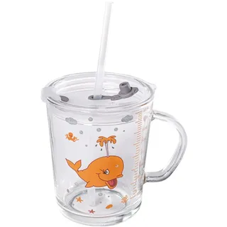 Intirilife Kinder Trinkbecher 400 ml , Orange , Glas , 0.4 L , 8.8x11.5x12.5 cm , Füttern, Kindergeschirr & Kinderbesteck