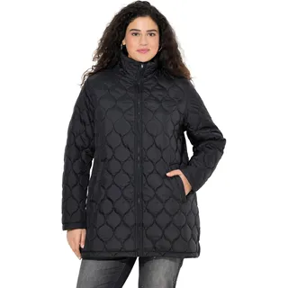 Ulla Popken Damen HYPRAR Steppjacke, wasserabweisend, Stehkragen Jacken, Schwarz, 68-70