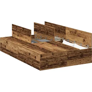 vidaXL Aufbewahrungsbettgestell Altholz 120 x 200 cm Holzwerkstoff - Braun