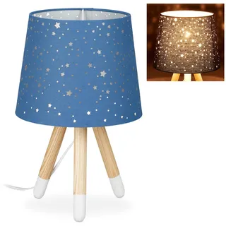 Relaxdays Tischlampe Kinderzimmer , Metall, Holz, Textil , E14 , 25.5x40x25.5 cm , Lampen & Leuchten, Kinderzimmerlampen