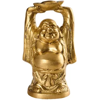 Ambia Home Skulptur , Goldfarben , Metall , Buddha , Buddha , 4x10x5.5 cm , Kunsthandwerk , Dekoration, Dekofiguren & Skulpturen, Skulpturen