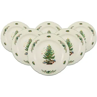 SELTMANN WEIDEN Frühstücksteller Marieluise Weihnachten 20,1 cm grün/weiß 6er Set