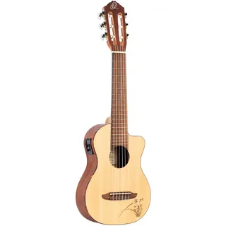 Ortega Guitars Reise Gitarre Elektro-Akustisch – Mini Travel Series – Fichte, Mahagoni, Natur (RGL5CE)