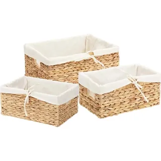 Aufbewahrungskörbe 3 stk. Wasserhyazinthe 40 x 30 x 18 cm Natur - Braun
