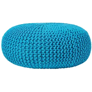Homescapes Strick-Pouf türkis, Bodenkissen rund 70/70/23 cm , Textil , Uni , Rund , 70x23x70 cm , Wohnzimmer, Sessel, Hocker & Hockerbänke, Poufs